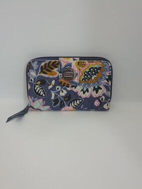 Vera Bradley Turnlock Zip Around Wallet Floral Quilted Cotton Organizer